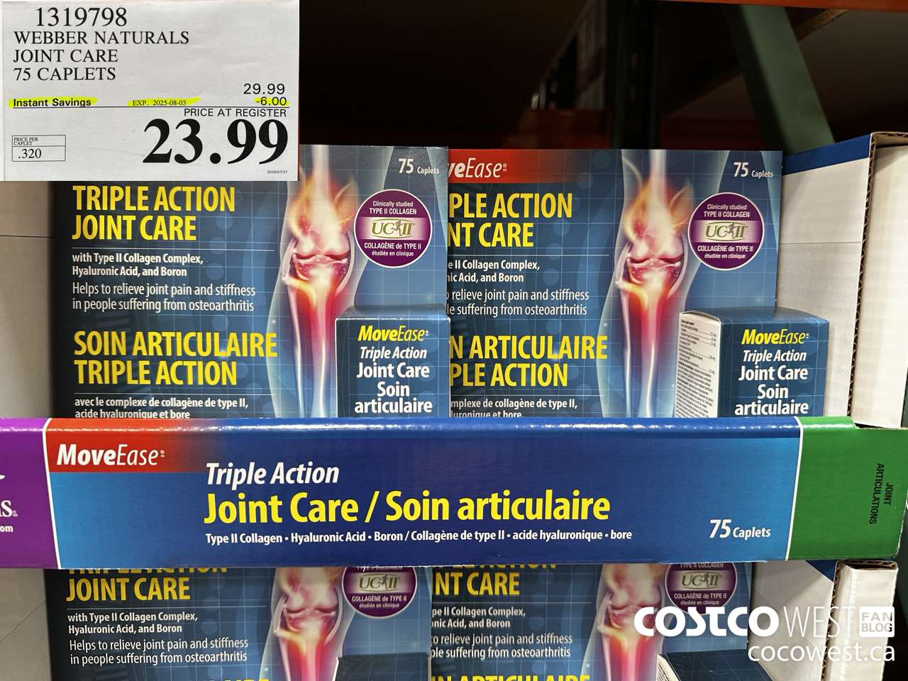 1319798 WEBBER NATURALS MOVEEASE TRIPLE ACTION JOINT 75 CAPLETS ($6.00 INSTANT SAVINGS EXPIRES ON 2025-08-03) $23.99