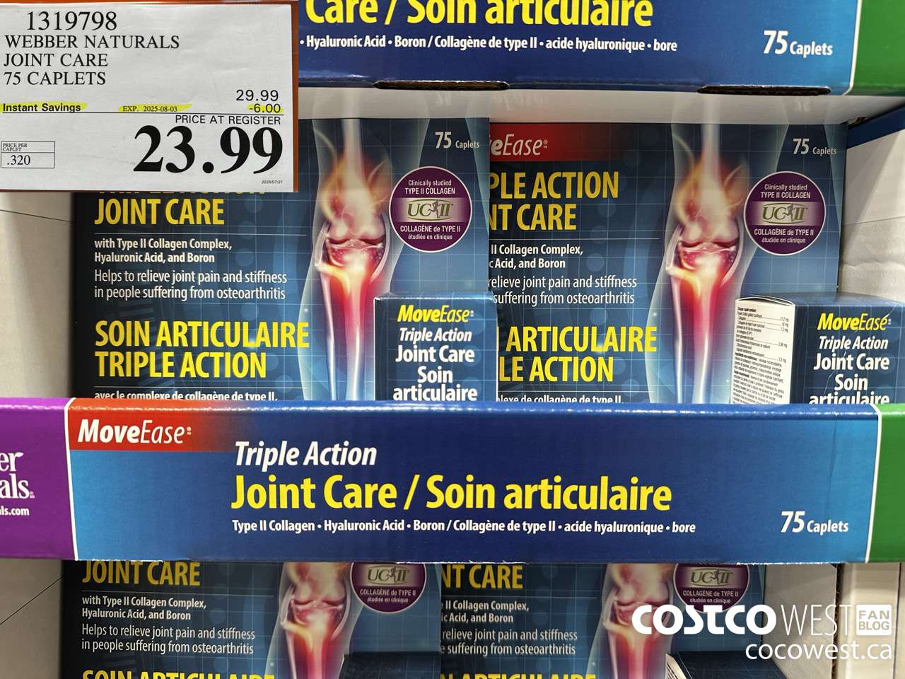 1319798 WEBBER NATURALS MOVEEASE TRIPLE ACTION JOINT 75 CAPLETS ($6.00 INSTANT SAVINGS EXPIRES ON 2025-08-03) $23.99