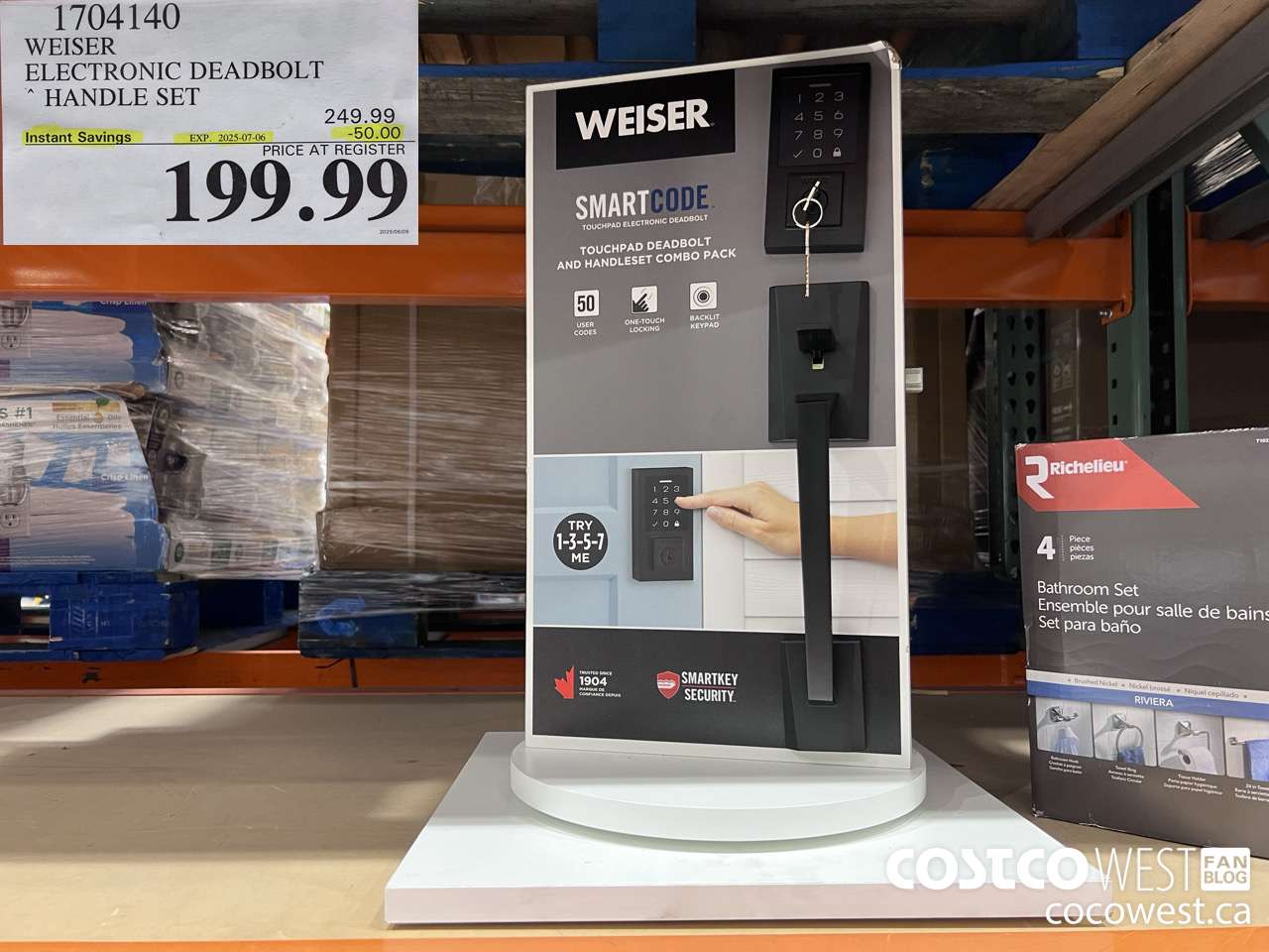 1704140 WEISER ELECTRONIC DEADBOLT HANDLE SET ($50.00 INSTANT SAVINGS EXPIRES ON 2025-07-06) $199.99