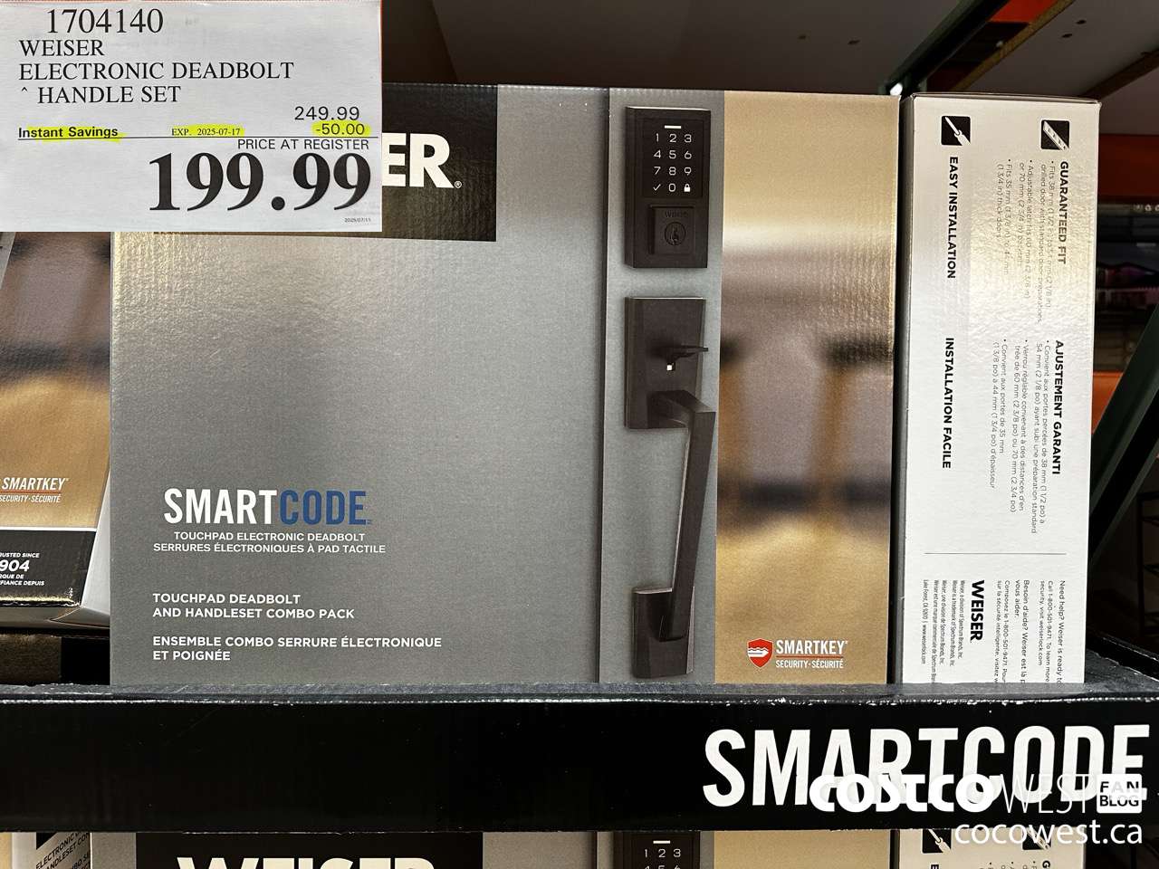 1704140 WEISER ELECTRONIC DEADBOLT HANDLE SET ($50.00 INSTANT SAVINGS EXPIRES ON 2025-07-17) $199.99