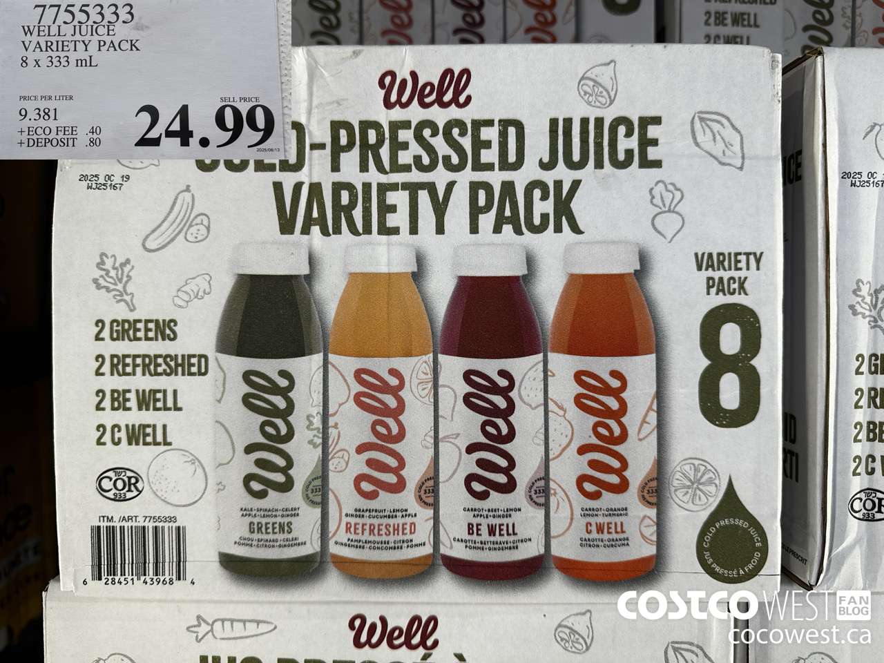7755333 WELL JUICE VARIETY PACK 8 X 333ML $24.99
