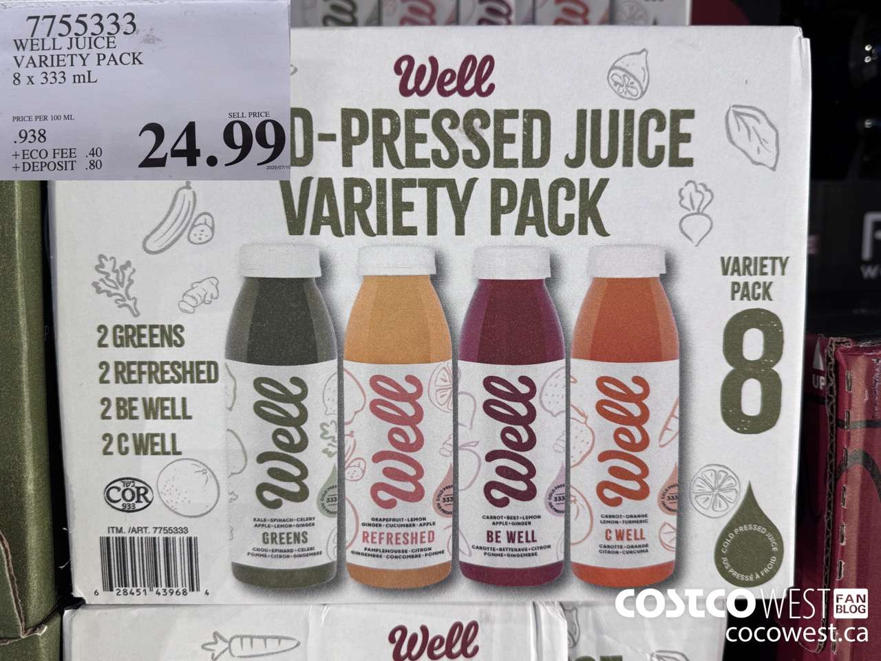 7755333 WELL JUICE VARIETY PACK 8 X 333ML $24.99