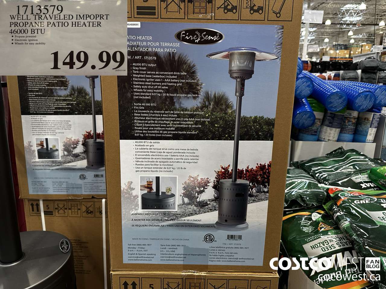 1713579 WELL TRAVELED LIVING PATIO HEATER 46000 BTU $149.99
