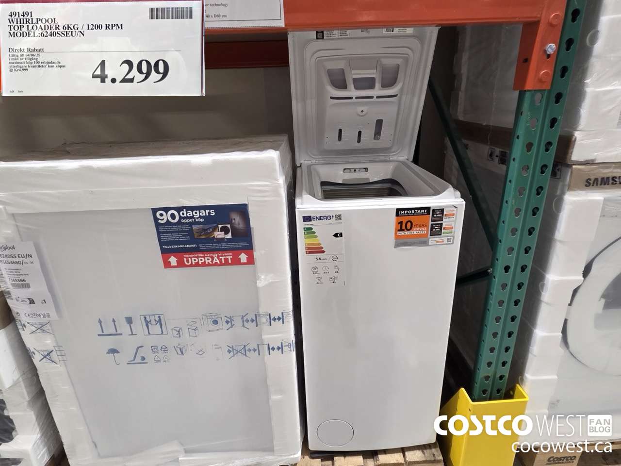 491491 WHIRLPOOL TOP LOADER 6KG/1200 RPM MODEL 6240SSEU/N $4299.00