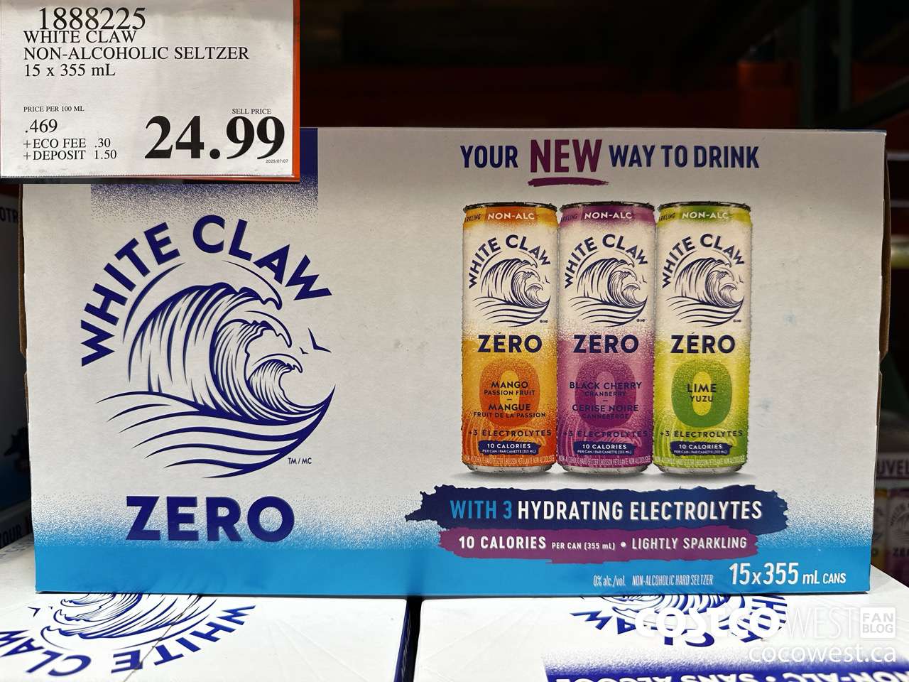 1888225 WHITE CLAW NON-ALCOHOLIC SELTZER 15 X 355ML $24.99