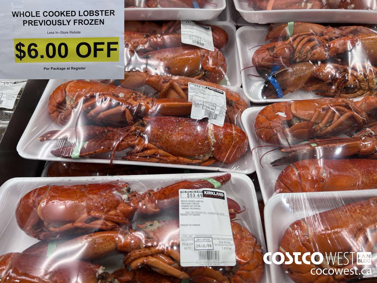 42448 WHOLE COOKED LOBSTER PREVIOUSLY FROZEN ($6.00 INSTANT SAVINGS)