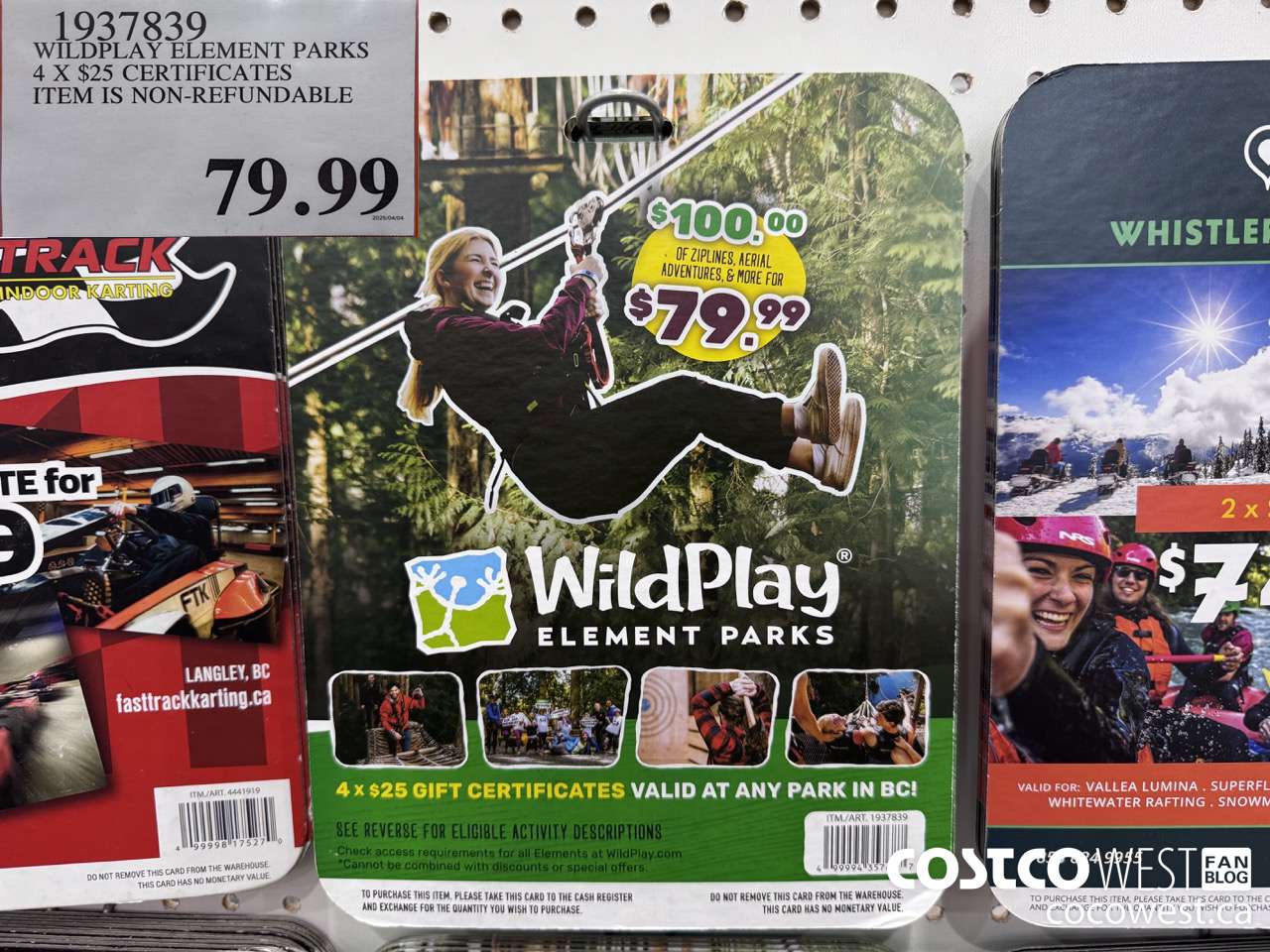 1937839 WILDPLAY ELEMENT PARKS 4 X $25 CERTIFICATES ITEM IS NON-REFUNDABLE $79.99