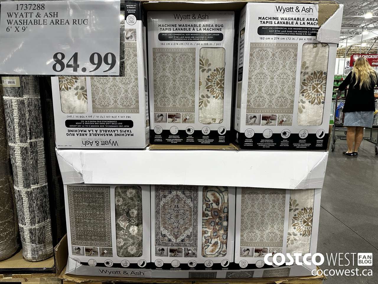 1737288 WYATT & ASH WASHABLE AREA RUG 6' X 9' $84.99