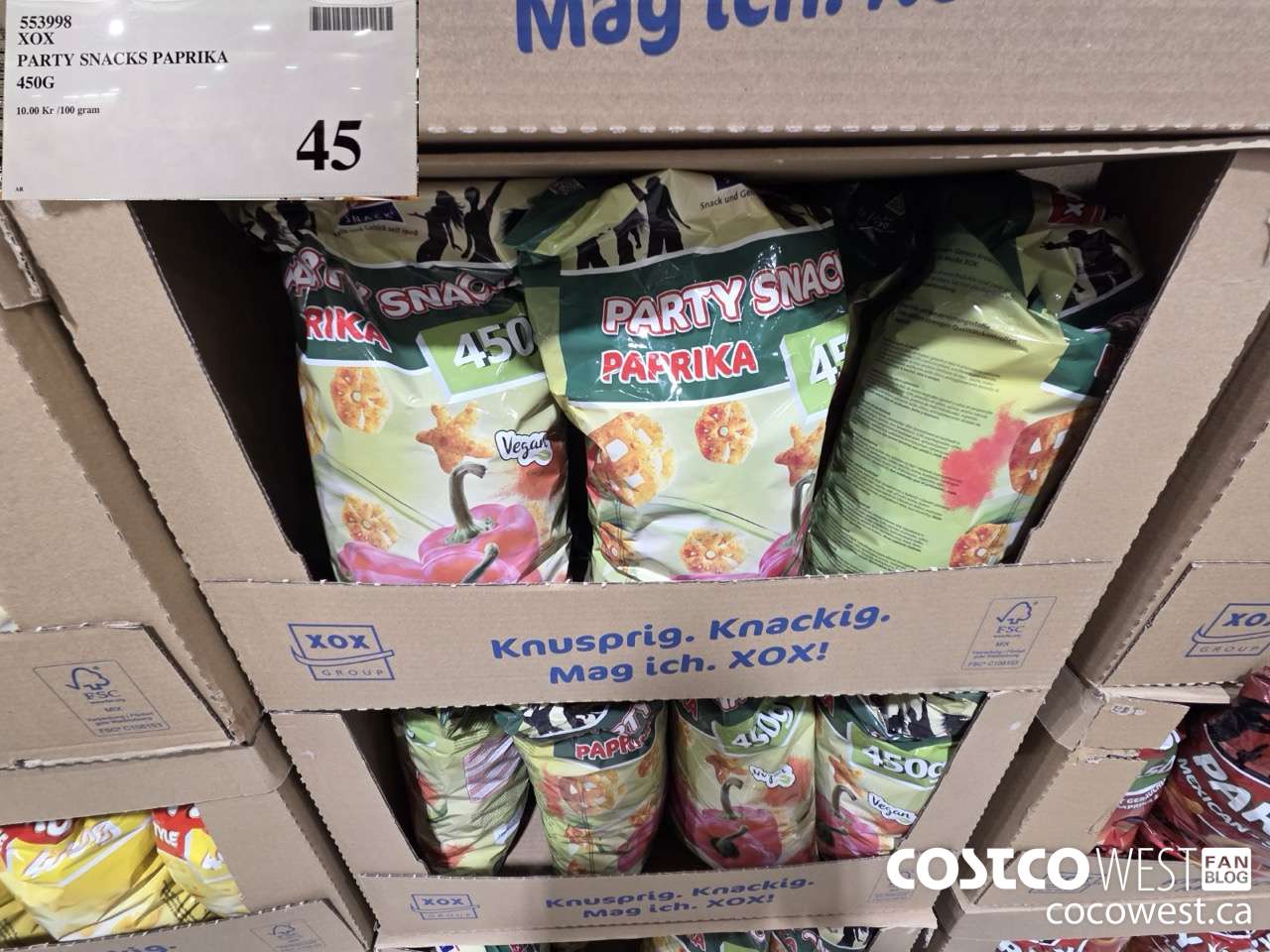 553998 XOX PARTY SNACKS PAPRIKA 450G $45.00