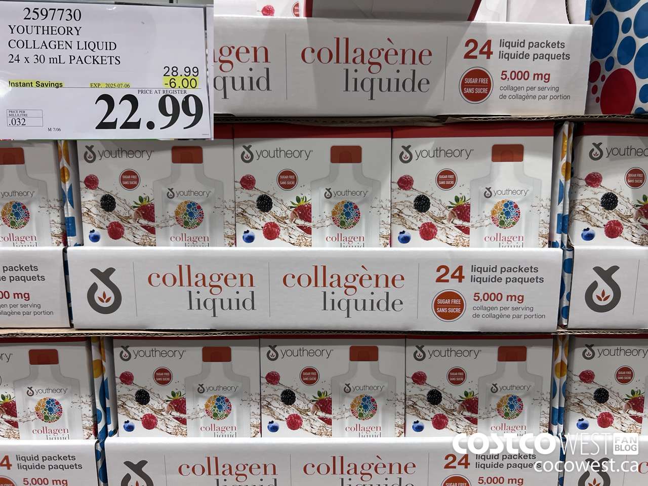 2597730 YOUTHEORY LIQUID COLLAGEN 24 X 30ML POUCHES ($6.00 INSTANT SAVINGS EXPIRES ON 2025-07-06) $22.99