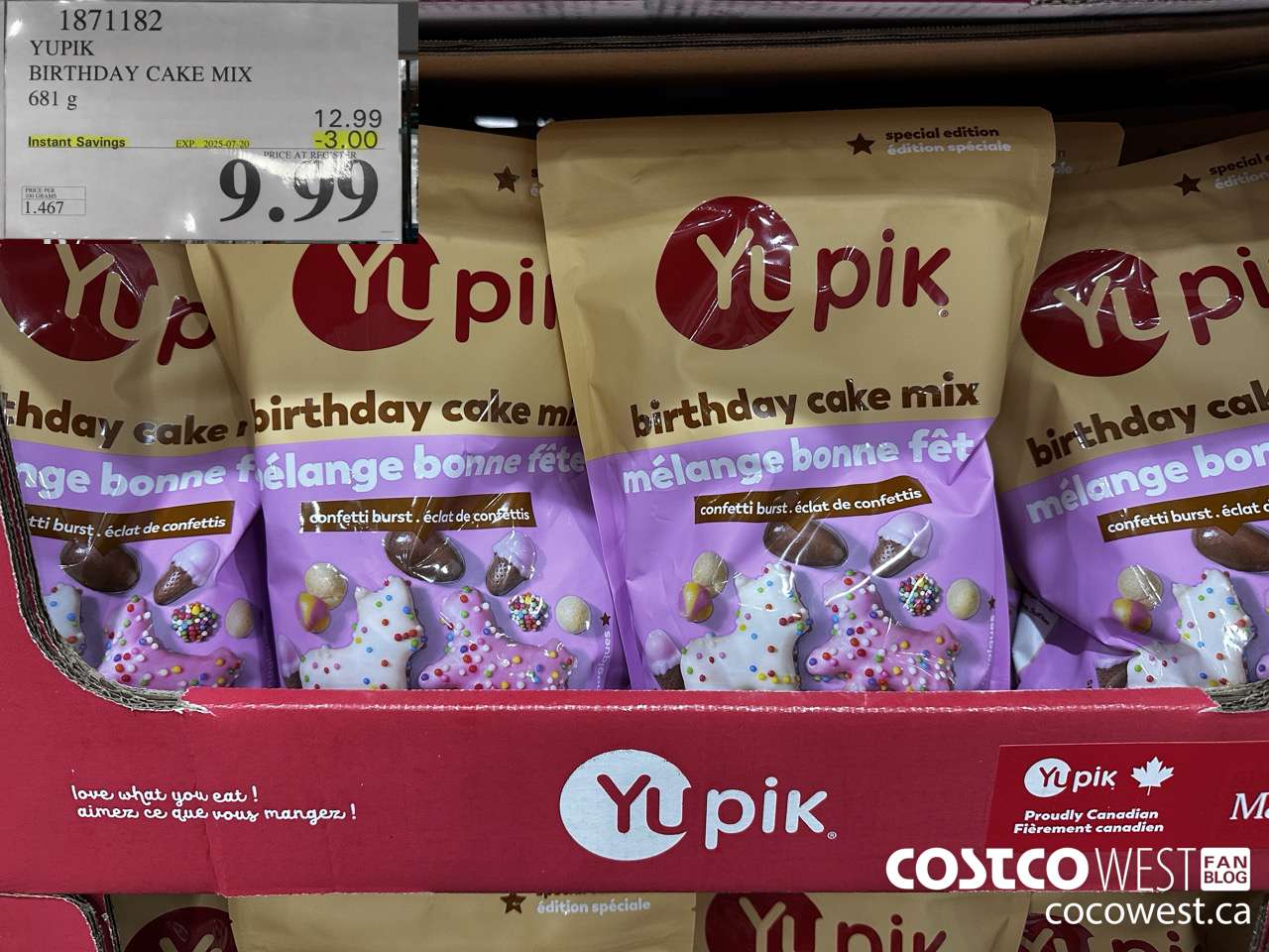 1871182 YUPIK BIRTHDAY CAKE MIX 681 G ($3.00 INSTANT SAVINGS EXPIRES ON 2025-07-20) $9.99