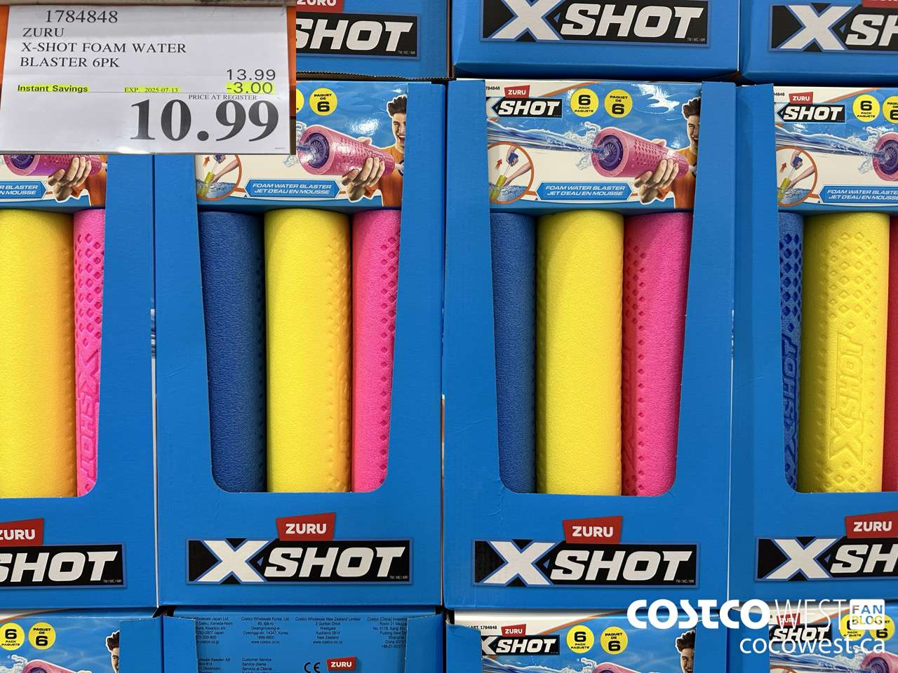 1784848 ZURU X-SHOT FOAM WATER BLASTER 6PK ($3.00 INSTANT SAVINGS EXPIRES ON 2025-07-13) $10.99