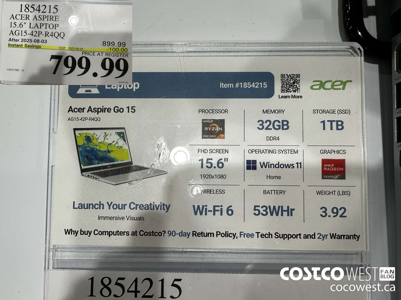 1854215 ACER ASPIRE 15.6