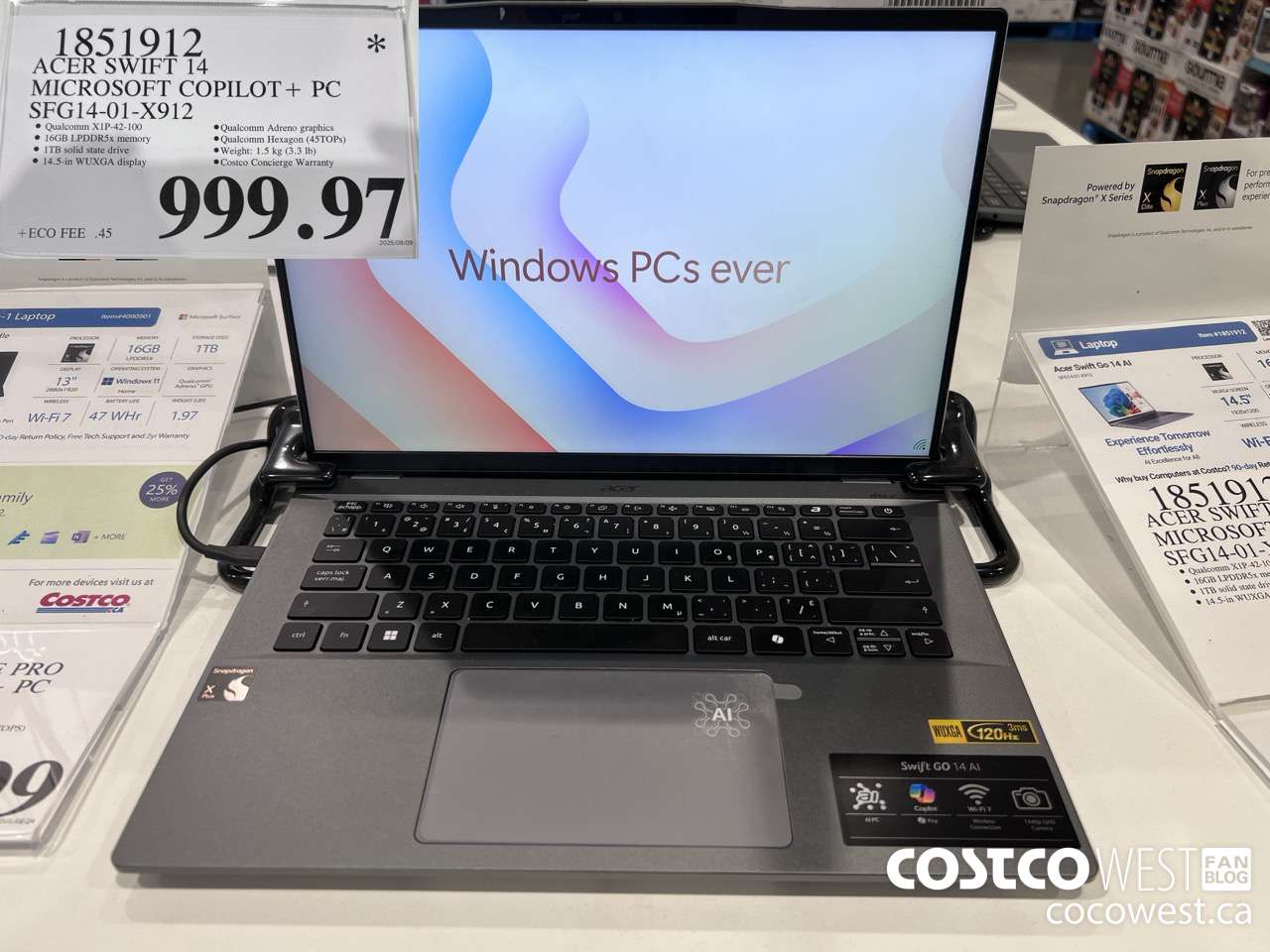 1851912 ACER SWIFT 14 MICROSOFT COPILOT + PC SFG14-01-X912 $999.97