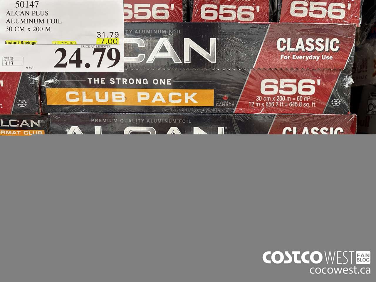 50147 ALCAN PLUS ALUMINUM FOIL 30 cm x 200 m ($7.00 INSTANT SAVINGS EXPIRES ON 2025-08-31) $24.79