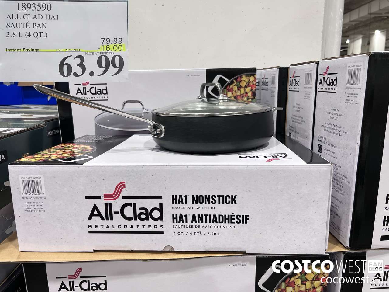1893590 ALL CLAD HA1 SAUTE PAN 3.8L (4QT) ($16.00 INSTANT SAVINGS EXPIRES ON 2025-09-14) $63.99