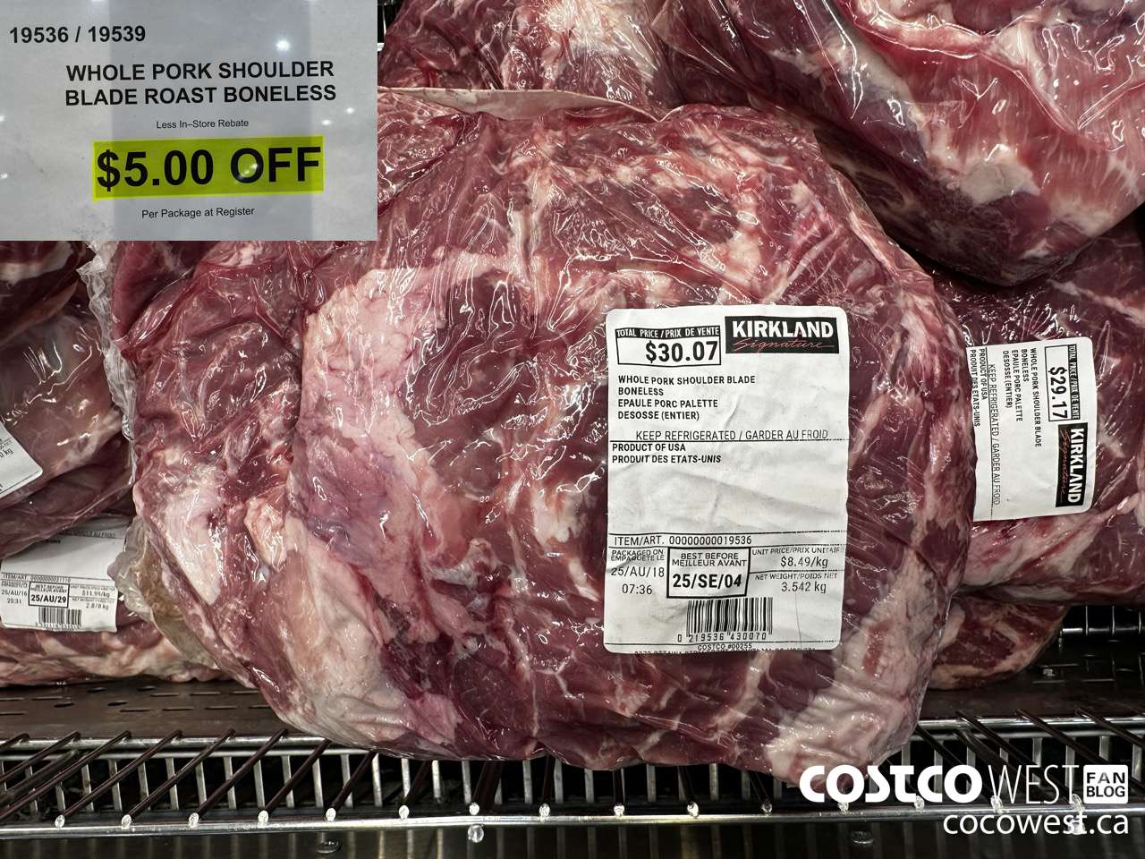 19536 (ALSO 19539) WHOLE PORK SHOULDER BLADE BONELESS ($5.00 INSTANT SAVINGS)