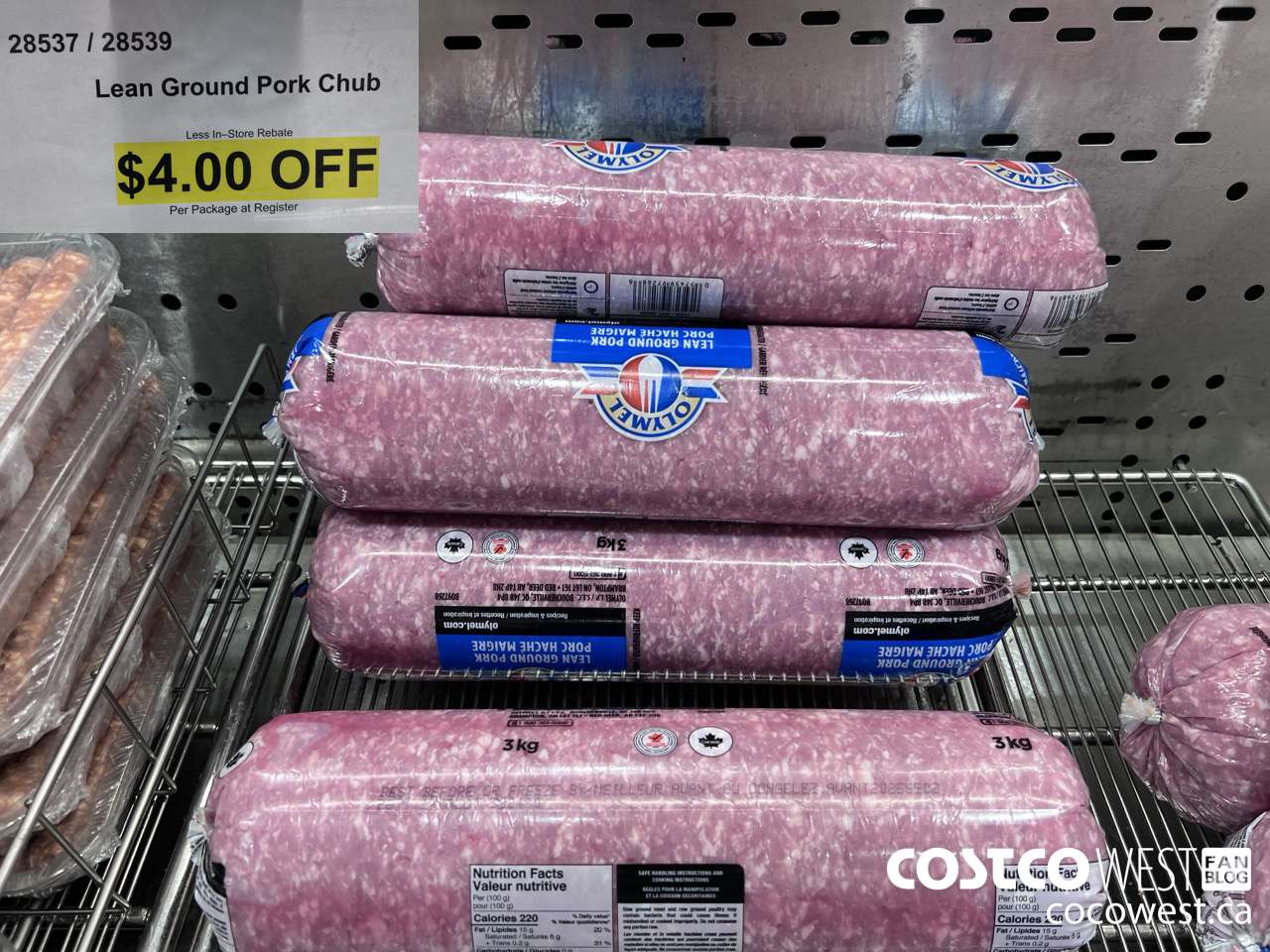 28537 (ALSO 28539) LEAN GROUND PORK CHUB ($4.00 INSTANT SAVINGS)