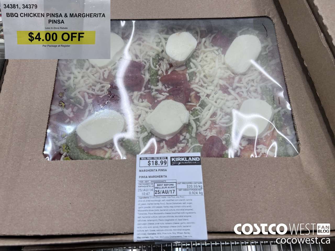 34381 (ALSO 34379) BBQ CHICKEN PINSA & MARGHERITA PINSA ($4.00 INSTANT SAVINGS)