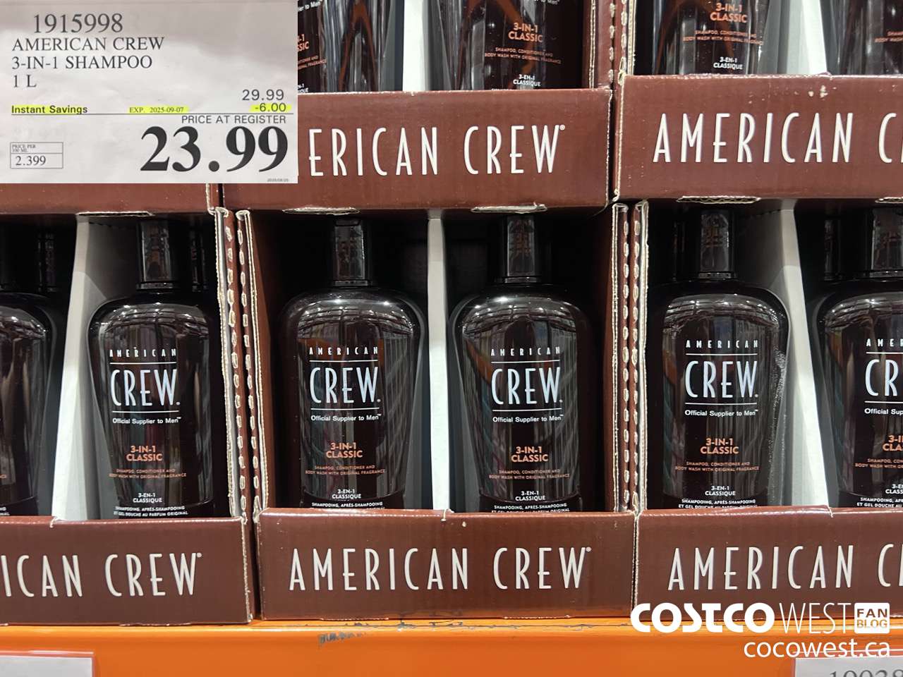 1915998 AMERICAN CREW 3-IN-1 SHAMPOO 1L ($6.00 INSTANT SAVINGS EXPIRES ON 2025-09-07) $23.99