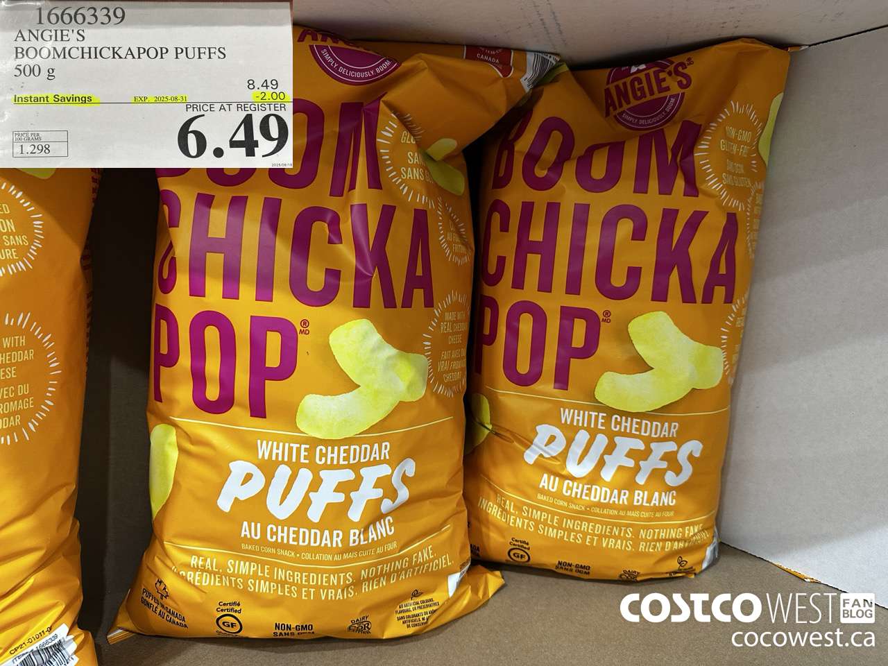 1666339 ANGIE'S BOOMCHICKAPOP PUFFS 500G ($2.00 INSTANT SAVINGS EXPIRES ON 2025-08-31) $6.49