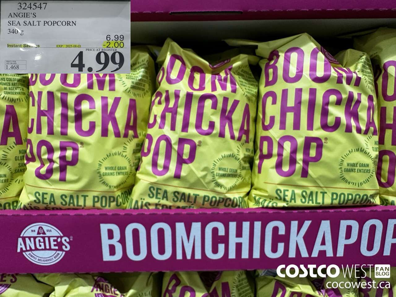 324547 ANGIE'S SEA SALT POPCORN 340 G ($2.00 INSTANT SAVINGS EXPIRES ON 2025-08-03) $4.99