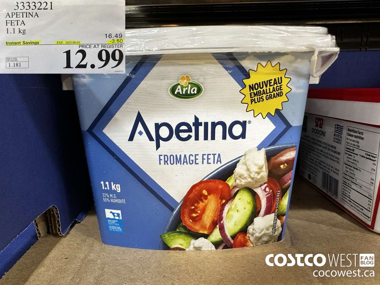 3333221 APETINA FETA 1.1KG ($3.50 INSTANT SAVINGS EXPIRES ON 2025-08-03) $12.99