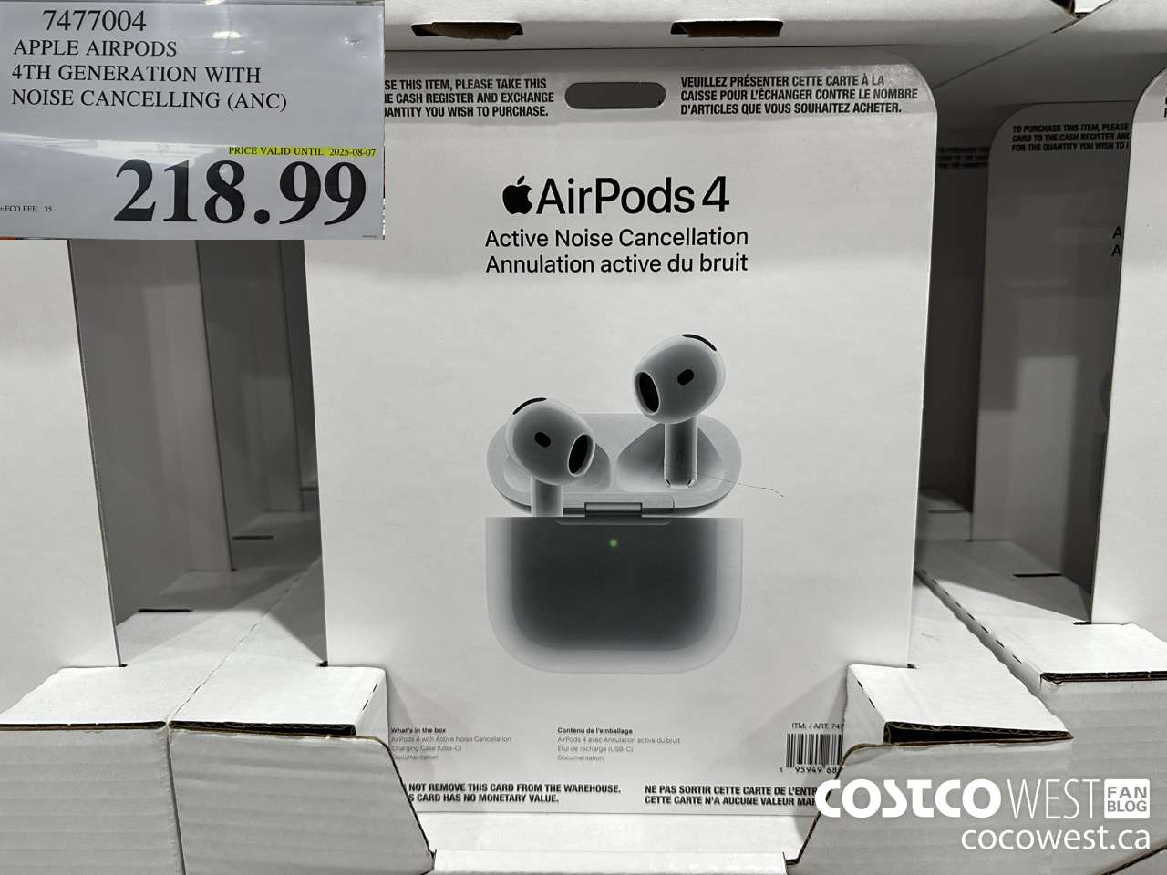 7477004 APPLE AIRPODS 4TH GENERATION WITH NOISE CANCELING (ANC) (EXPIRES ON 2025-08-07) $218.99