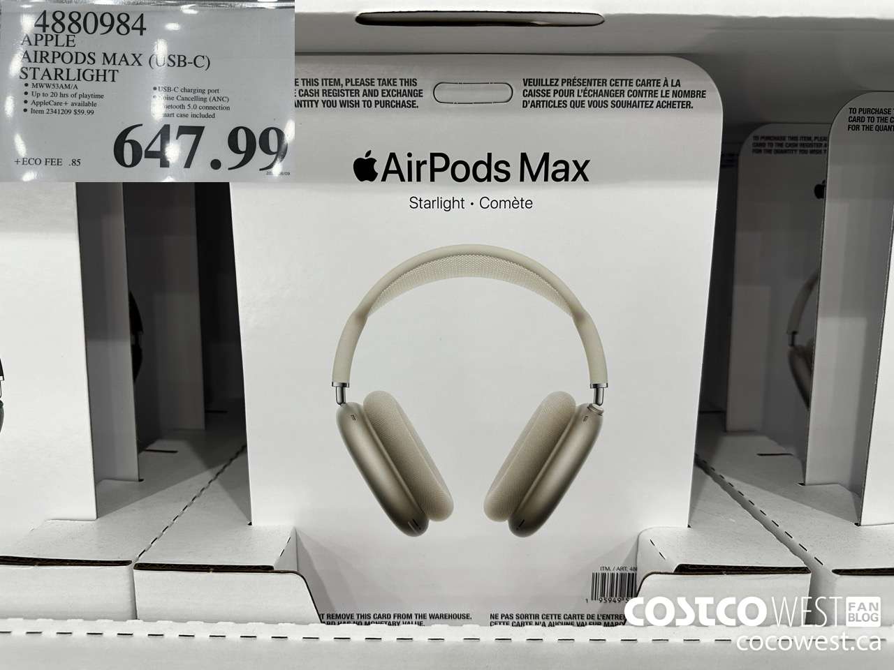 4880984 APPLE AIRPODS MAX (USB-C) STARLIGHT $647.99