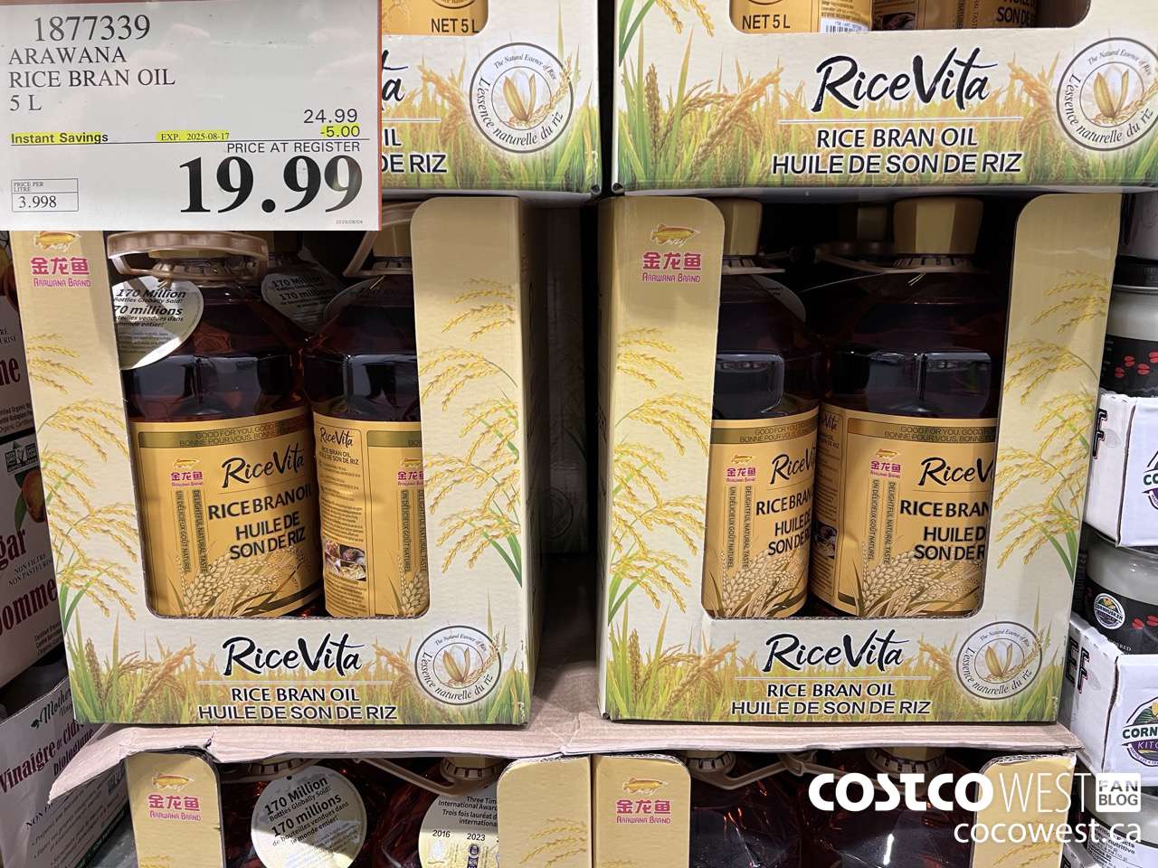 1877339 ARAWANA RICE BRAN OIL 5L ($5.00 INSTANT SAVINGS EXPIRES ON 2025-08-17) $19.99