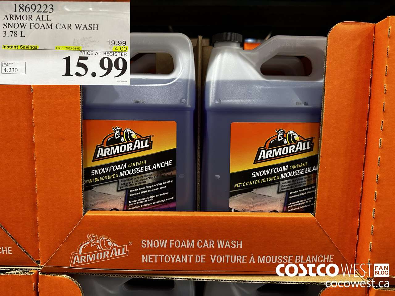 1869223 ARMOR ALL SNOW FOAM CAR WASH 3.78L ($4.00 INSTANT SAVINGS EXPIRES ON 2025-08-03) $15.99