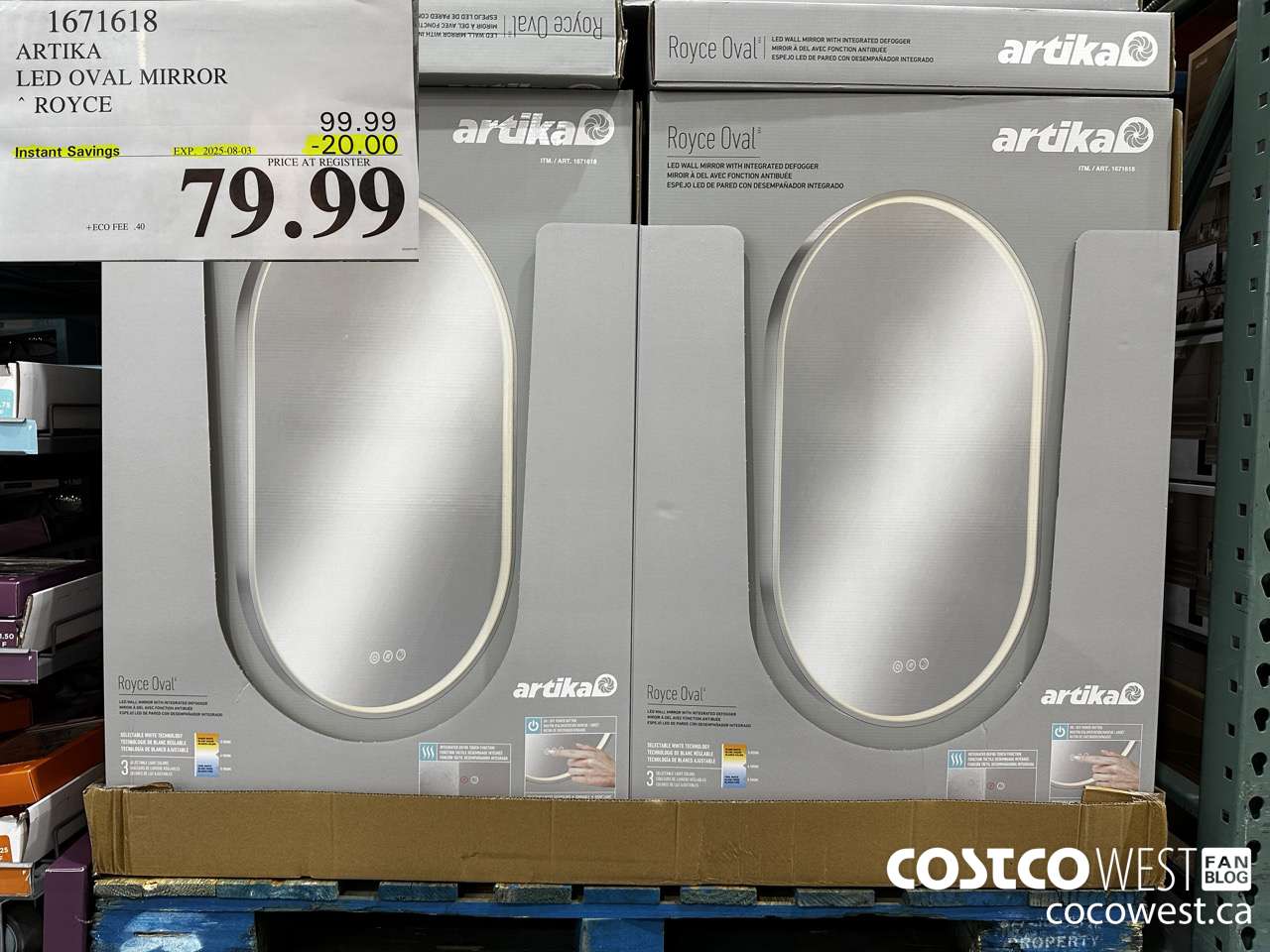 1671618 ARTIKA LED OVAL MIRROR ROYCE ($20.00 INSTANT SAVINGS EXPIRES ON 2025-08-03) $79.99