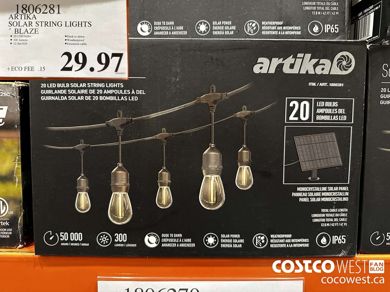 1806281 ARTIKA SOLAR STRING LIGHTS BLAZE $29.97