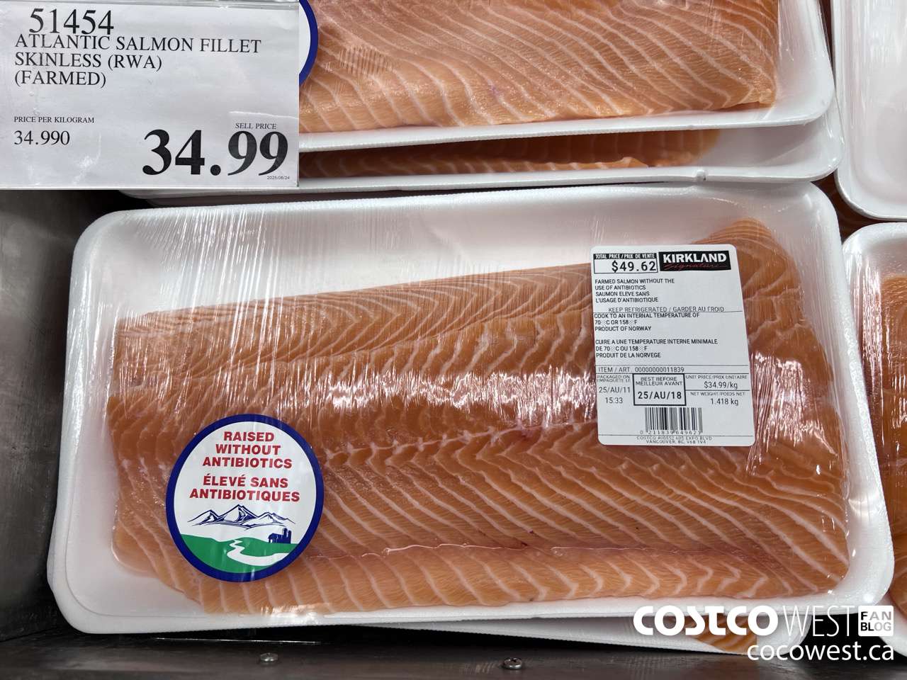 51454 ATLANTIC SALMON FILLET SKINLESS (RWA) (FARMED) $34.99