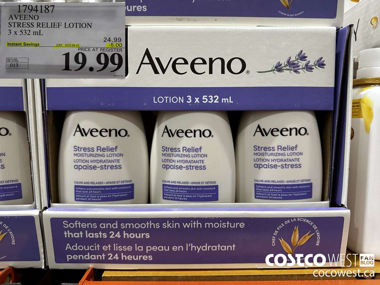1794187 AVEENO STRESS RELIEF LOTION 3 X 532 ML ($5.00 INSTANT SAVINGS EXPIRES ON 2025-08-03) $19.99