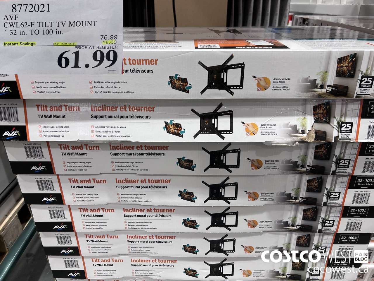 8772021 AVF CWL62-F TILT TV MOUNT 32 IN. TO 100IN ($15.00 INSTANT SAVINGS EXPIRES ON 2025-08-24) $61.99