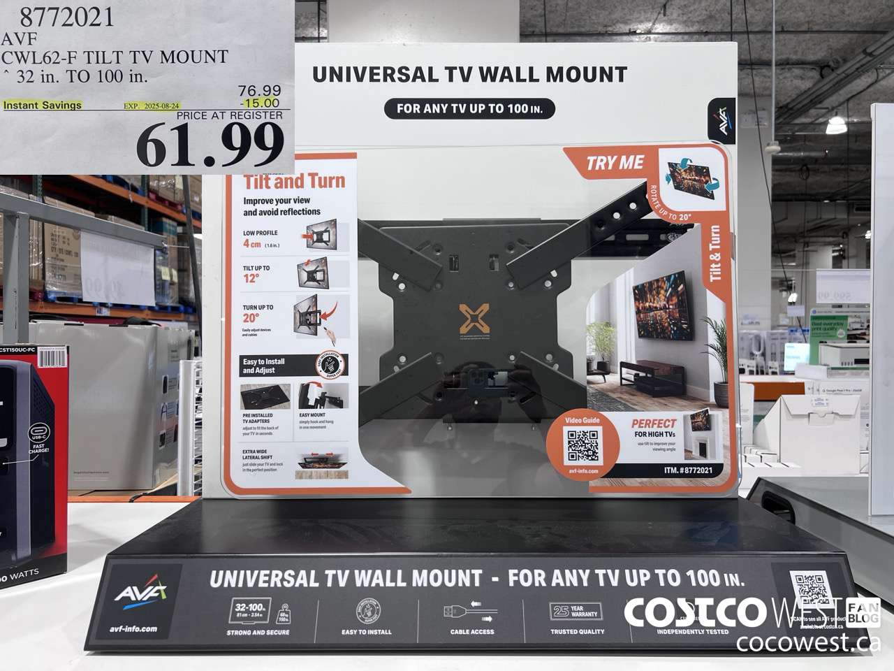 8772021 AVF CWL62-F TILT TV MOUNT 32 IN. TO 100IN ($15.00 INSTANT SAVINGS EXPIRES ON 2025-08-24) $61.99