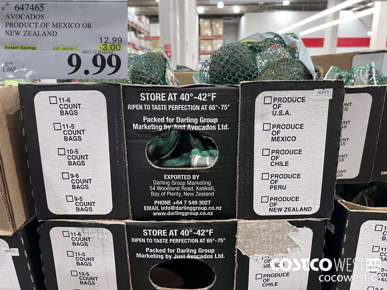 647465 AVOCADOS PRODUCT OF MEXICO OR NEW ZEALAND ($3.00 INSTANT SAVINGS EXPIRES ON 2025-08-17) $9.99