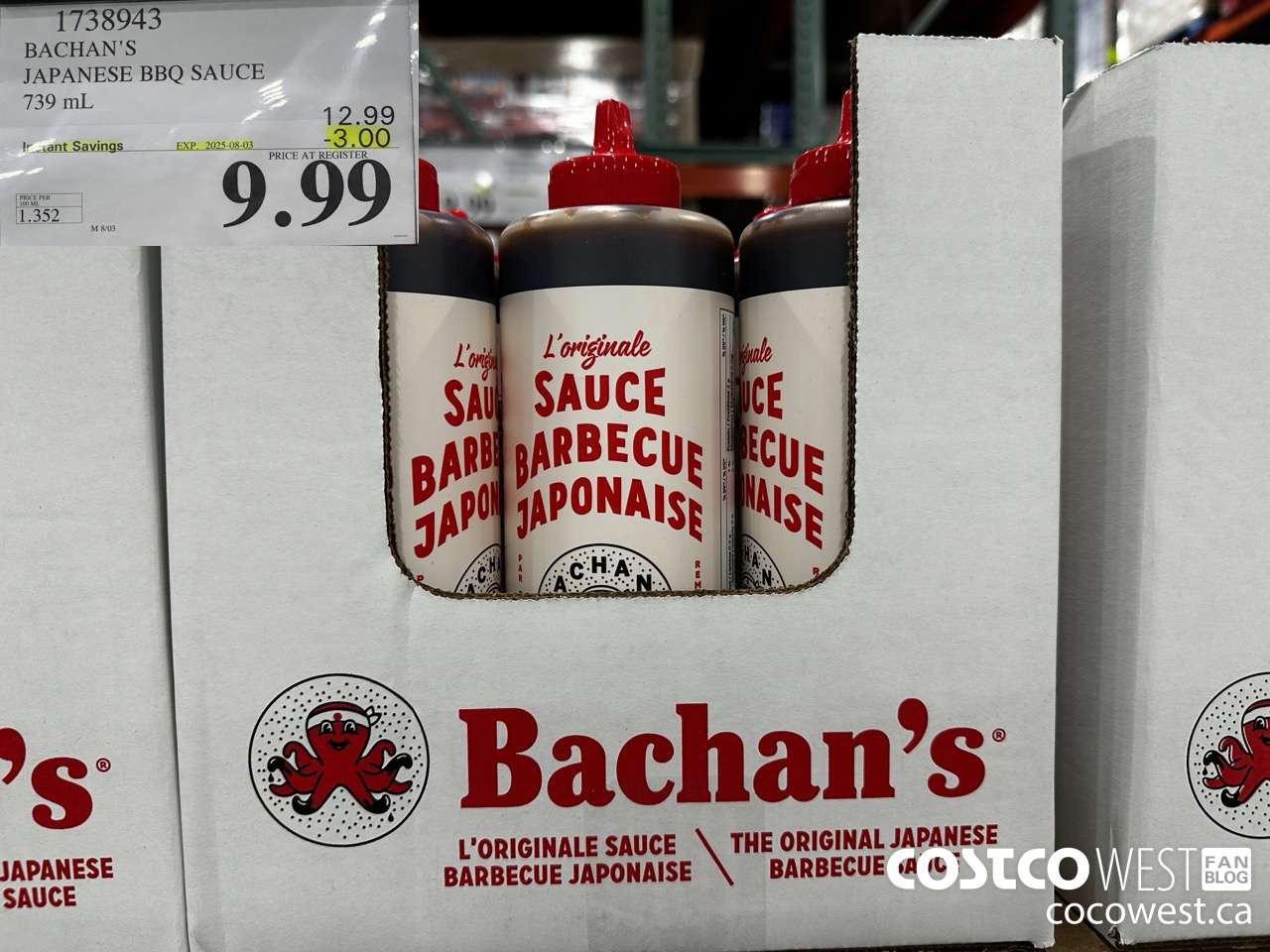 1738943 BACHAN'S JAPANESE BBQ SAUCE 1L ($3.00 INSTANT SAVINGS EXPIRES ON 2025-08-03) $9.99