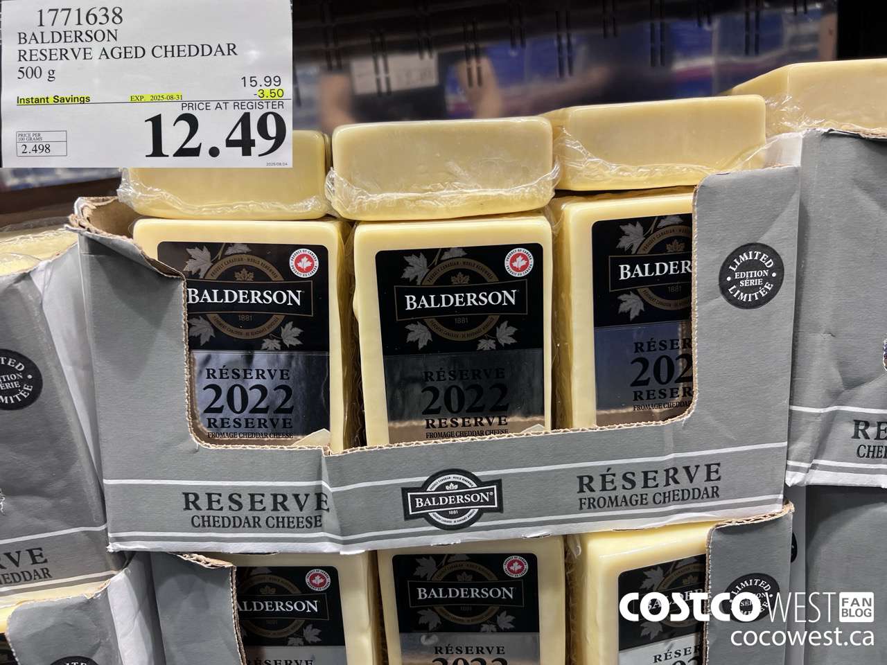 1771638 BALDERSON RESERVE AGED CHEDDAR 500 G ($3.50 INSTANT SAVINGS EXPIRES ON 2025-08-31) $12.49