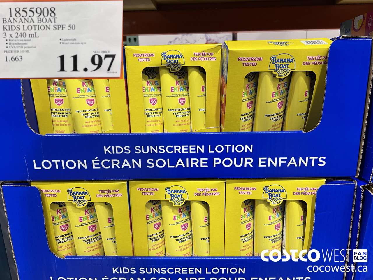 1855908 BANANA BOAT KIDS LOTION SPF 50 3 X 240ML $11.97