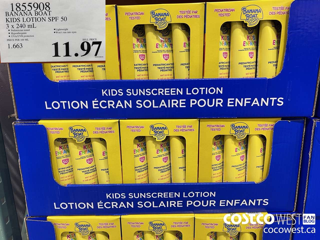 1855908 BANANA BOAT KIDS LOTION SPF 50 3 X 240ML $11.97