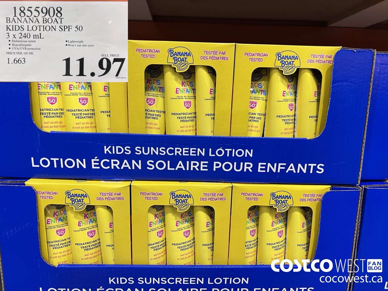 1855908 BANANA BOAT KIDS LOTION SPF 50 3 X 240ML $11.97