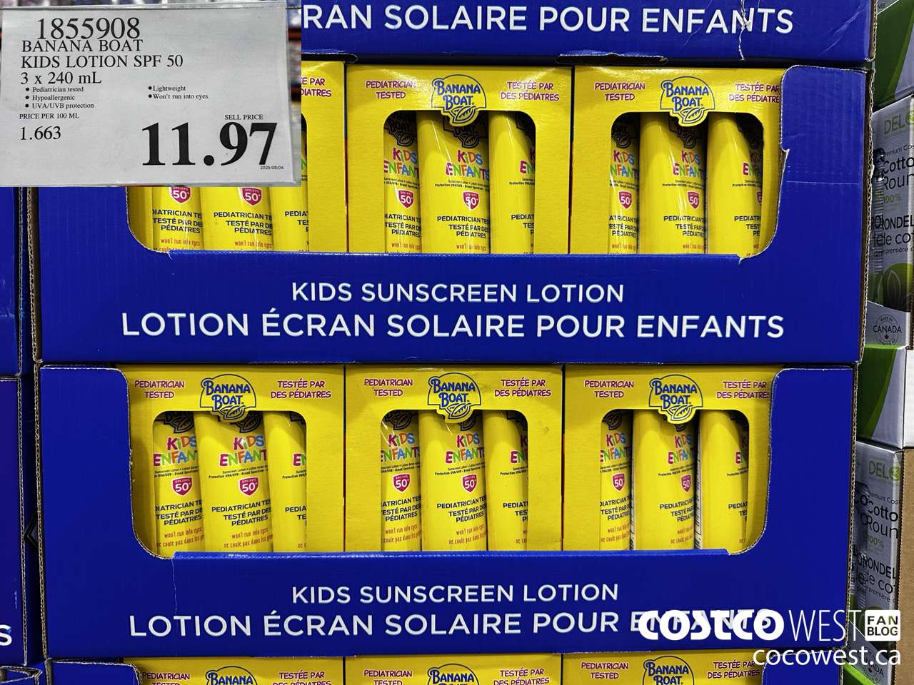 1855908 BANANA BOAT KIDS LOTION SPF 50 3 X 240ML $11.97