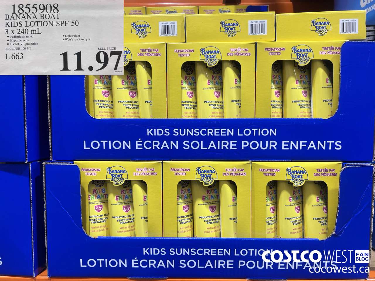 1855908 BANANA BOAT KIDS LOTION SPF 50 3 X 240ML $11.97