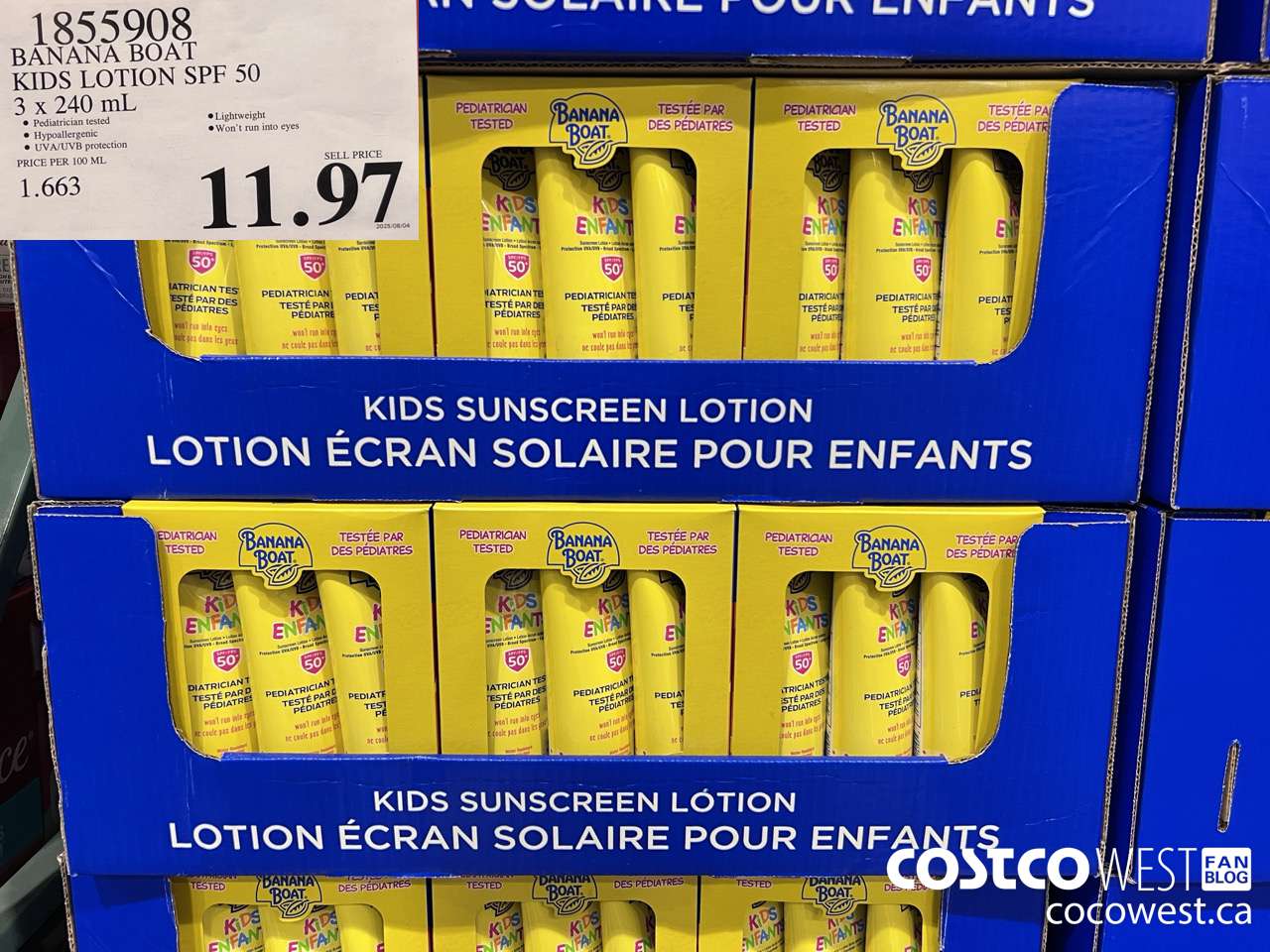 1855908 BANANA BOAT KIDS LOTION SPF 50 3 X 240ML $11.97