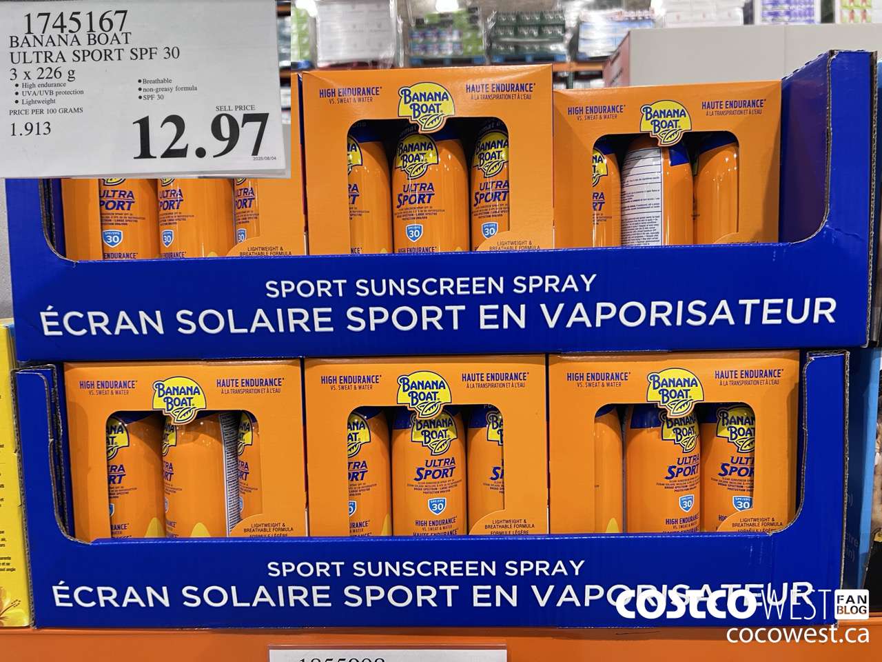 1745167 BANANA BOAT ULTRA SPORT SPF 30 3 X 226 G $12.97