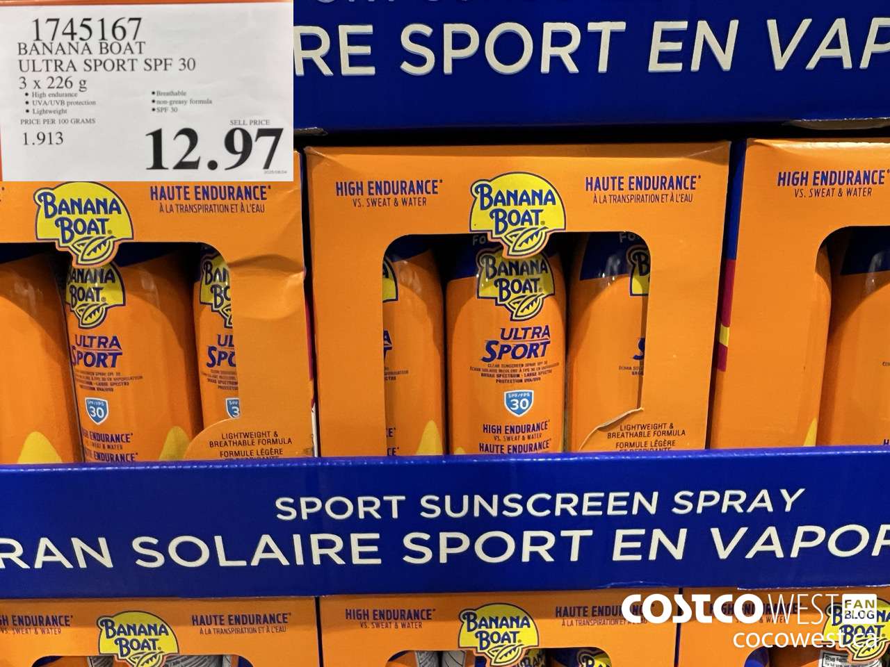 1745167 BANANA BOAT ULTRA SPORT SPF 30 3 X 226 G $12.97