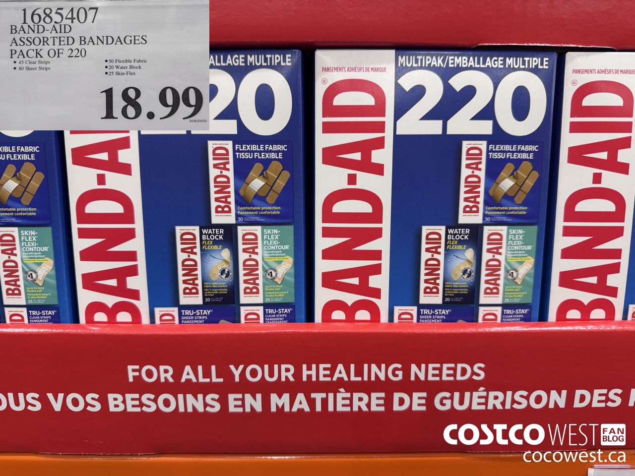 1685407 BAND-AID ASSORTED BANDAGES PACK OF 220 $18.99