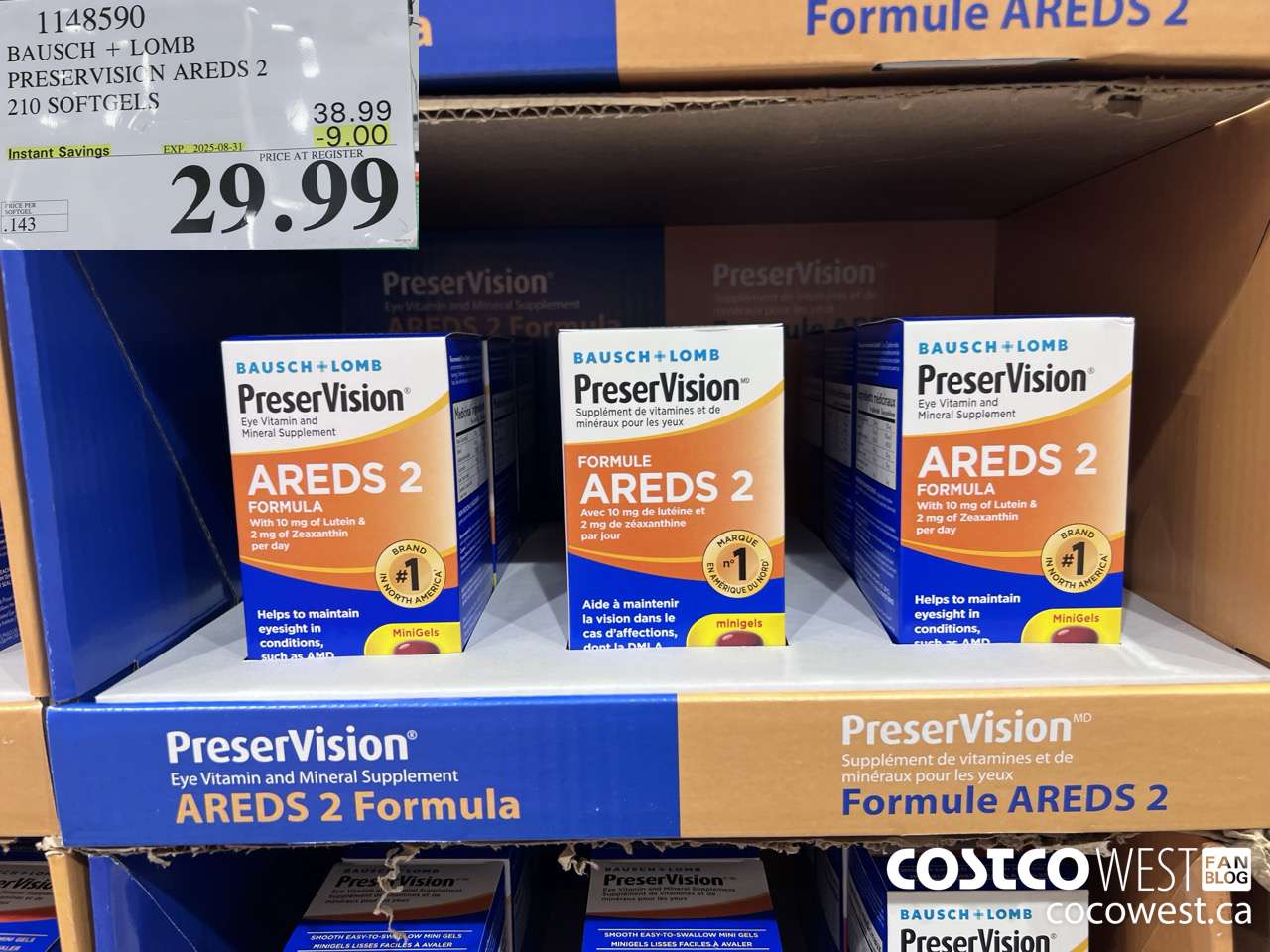 1148590 BAUSCH + LOMB PRESERVATION AREDS 2 210 SOFTGELS ($9.00 INSTANT SAVINGS EXPIRES ON 2025-08-31) $29.99